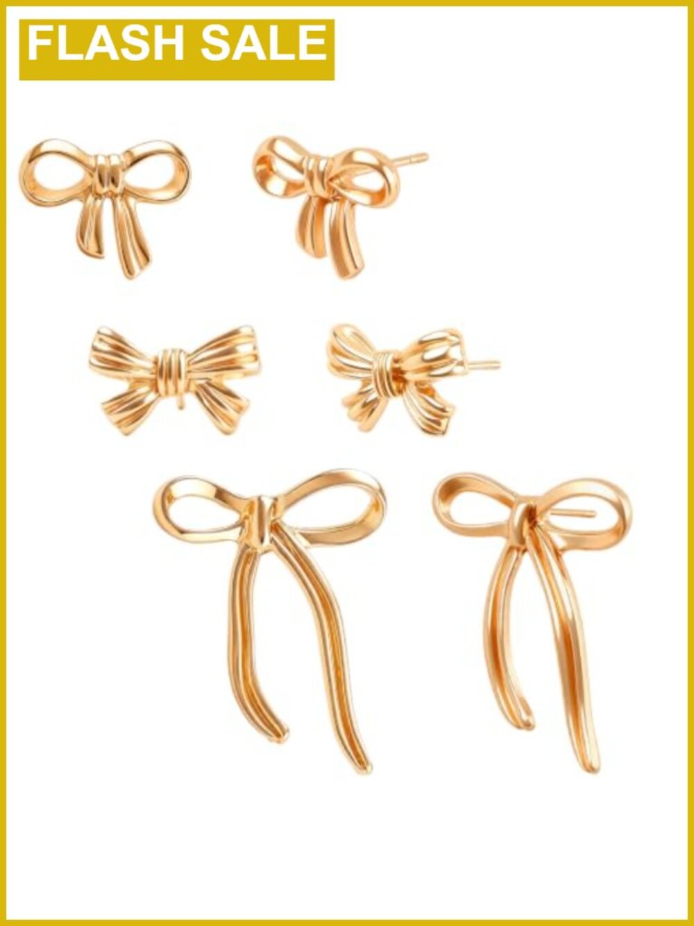 3 Pairs Gold Bow Stud Earrings Dainty Cute Earrings Gift for Women